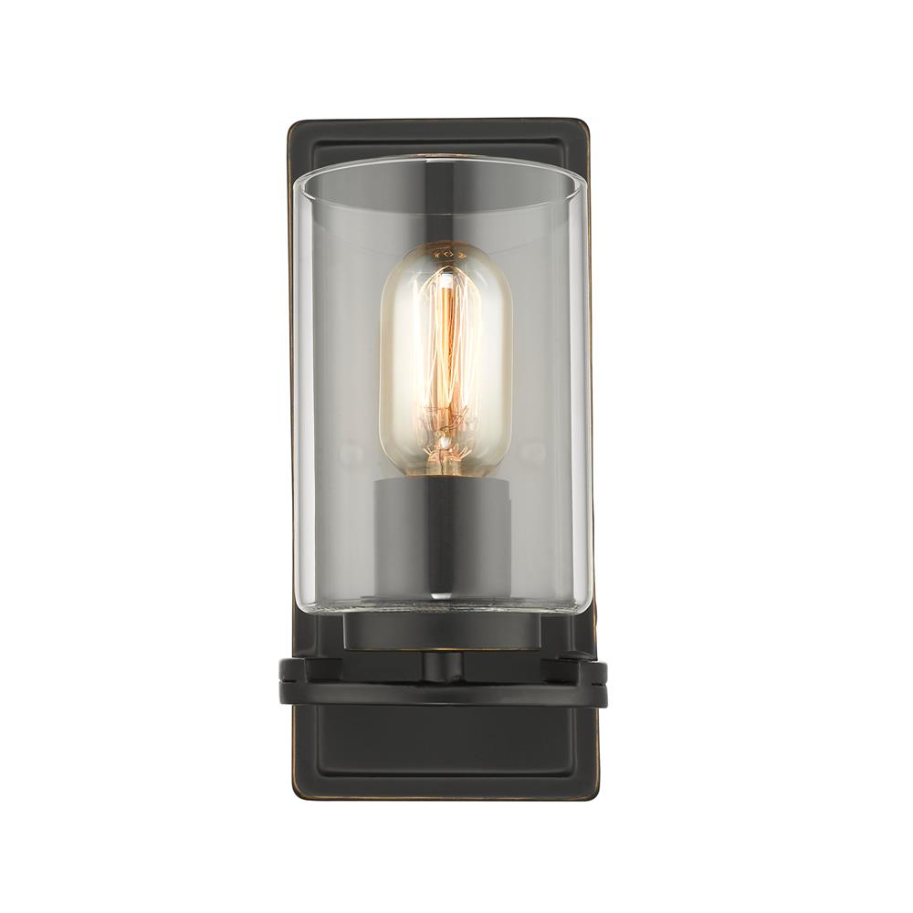 Golden Lighting 7041-1W BLK-CLR Monroe 1 Light Wall Sconce in Black with Clear Glass